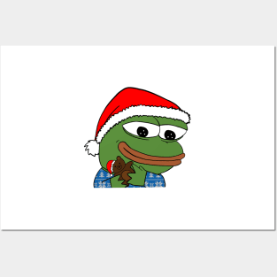 christmas teddy bear pepe Posters and Art